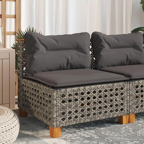 vidaXL Tuinbank zonder armleuning met kussens poly rattan, Tuin en Terras, Tuinsets en Loungesets, Nieuw, Verzenden