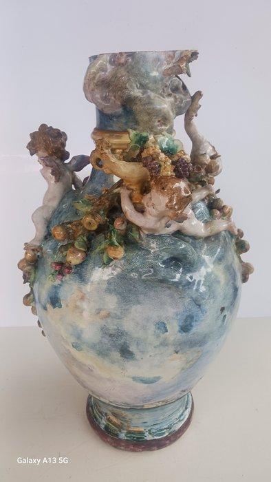 Vaas - Aardewerk - Vaas geschilderd in Napels, Antiek en Kunst, Antiek | Glaswerk en Kristal