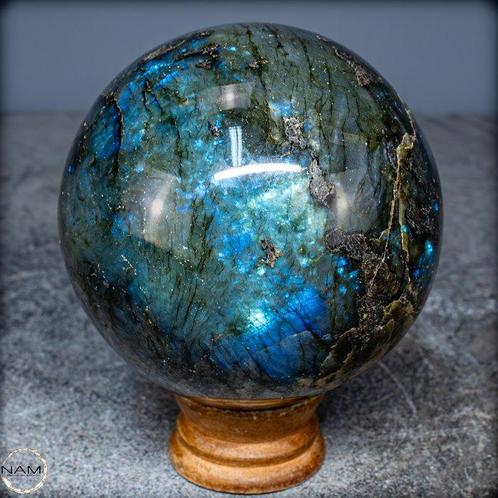 Labradorite naturelle de première qualité Sphère, polie-, Verzamelen, Mineralen en Fossielen