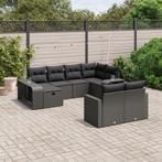 vidaXL 10-delige Loungeset met kussens poly rattan zwart, Tuin en Terras, Verzenden, Nieuw, Loungeset