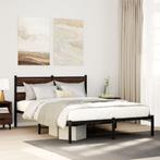 vidaXL Bedframe met hoofdbord zonder matras bruin eiken, Huis en Inrichting, Verzenden, Nieuw