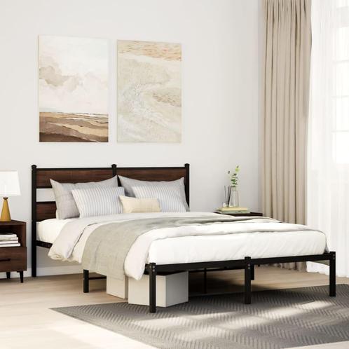 vidaXL Bedframe met hoofdbord zonder matras bruin eiken, Huis en Inrichting, Slaapkamer | Bedden, Nieuw, Verzenden