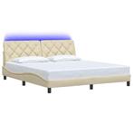 vidaXL Bedframe met LED zonder matras 180x200 cm stof crème, Huis en Inrichting, Verzenden, Nieuw