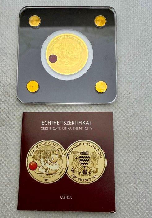 Tsjaad. 3000 Francs 2021 Panda , oro (.999) (Zonder, Postzegels en Munten, Munten | Europa | Niet-Euromunten