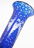 Kralik Art Nouveau Etched-Engraved Cobalt Glass Vase 1910 -
