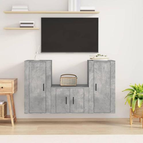 vidaXL 3-delige Tv-meubelset bewerkt hout betongrijs, Huis en Inrichting, Kasten |Televisiemeubels, Nieuw, Verzenden