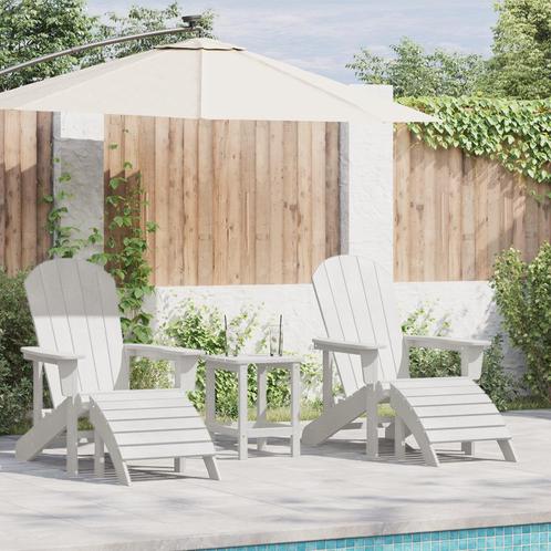 vidaXL 3-delige tuinlounge set Wit HDPE, Tuin en Terras, Tuinstoelen, Nieuw, Verzenden
