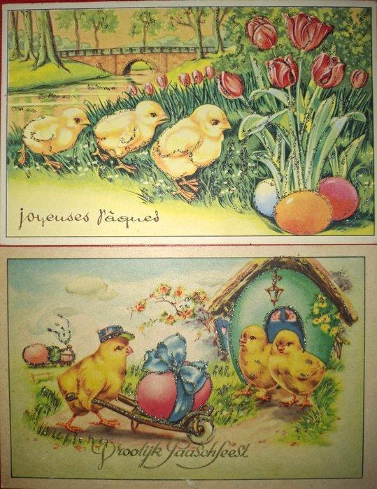 Europa - Pasen - Kinderen, Eieren, Konijnen - Ansichtkaart, Verzamelen, Postkaarten | Buitenland