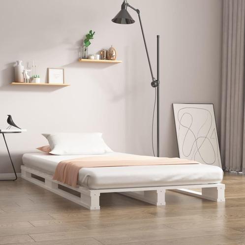 vidaXL Lit de palette blanc 90x200 cm bois de pin massif, Maison & Meubles, Chambre à coucher | Lits, Neuf, Envoi