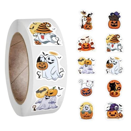 500 stickers labels rol halloween spookie spookjes 10, Huis en Inrichting, Woonaccessoires | Kunstplanten en Kunstbloemen, Nieuw
