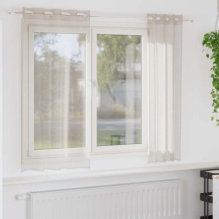 vidaXL Voile Gordijn met gordijnen 2 pcs Zand 140x175cm, Huis en Inrichting, Stoffering | Gordijnen en Lamellen, Nieuw, Verzenden