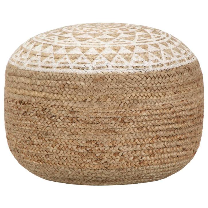 vidaXL Poef handgemaakt 45x30 cm jute wit, Huis en Inrichting, Zetels | Voetbanken en poefs, Nieuw, Verzenden