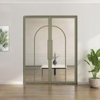 Dubbele stalen taatsdeur Olijfgroen 2 Vlaks rond Helder glas, Overige typen