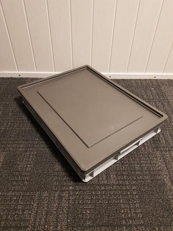 Kunststof bak 800x600x120mm grijs met oplegdeksel, Ophalen of Verzenden
