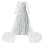Prinsessenjurk - Witte Elsa jurk met sleep - Kleedje, Nieuw, Verzenden