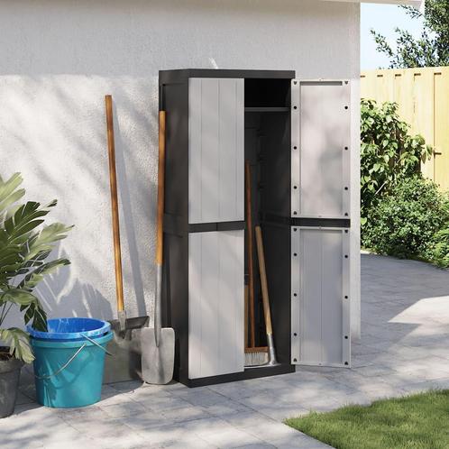 vidaXL Tuinkast 65x37x165 cm polypropeen grijs en zwart, Huis en Inrichting, Kasten | Overige, Nieuw, Verzenden