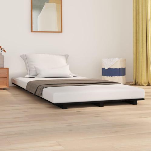 vidaXL Bedframe massief grenenhout zwart 90x200 cm, Maison & Meubles, Chambre à coucher | Lits, Envoi