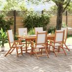 vidaXL 7-delige Tuinset massief acaciahout en textileen, Tuin en Terras, Verzenden, Nieuw, Tuinset