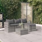 vidaXL 3-delige Loungeset met kussens poly rattan grijs, Verzenden, Nieuw, Loungeset