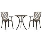 vidaXL Ensemble de bistro 3 pcs Aluminium coulé Bronze, Jardin & Terrasse, Verzenden, Neuf