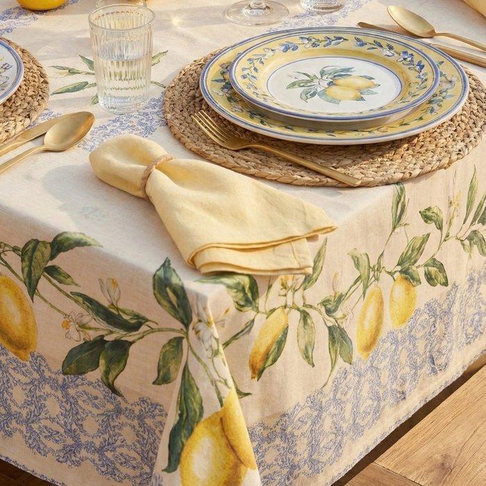 AA077 - Mediterrane Gobelin-tafelkleed – Citroenen en, Antiquités & Art, Tapis & Textile