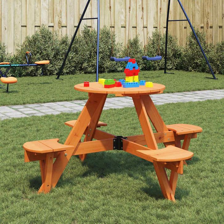vidaXL Picknicktafel voor 4 kinderen met parasolgat rond, Tuin en Terras, Tuintafels, Nieuw, Verzenden