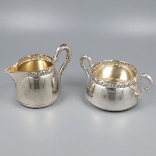 Gottlieb Kurtz Art-Nouveau - Suiker en roomstel (2) - .800, Antiek en Kunst, Antiek | Zilver en Goud