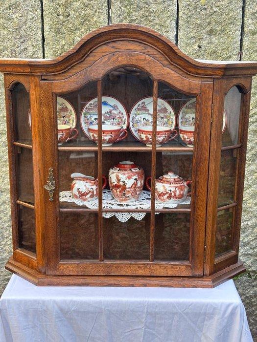 Kast - Hout, Glas - Grote wandvitrine van hout, Antiek en Kunst, Curiosa en Brocante