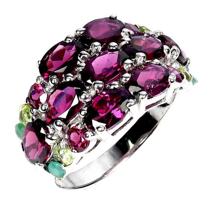 Zonder minimumprijs - Ring 925 zilver Granaat - Smaragd, Bijoux, Sacs & Beauté, Bagues