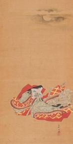 Kakejiku  (hanging scroll) - Mulberry papier, zijde,