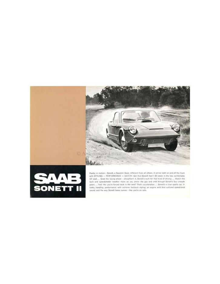 1967 SAAB SONETT BROCHURE ENGELS, Boeken, Auto's | Folders en Tijdschriften