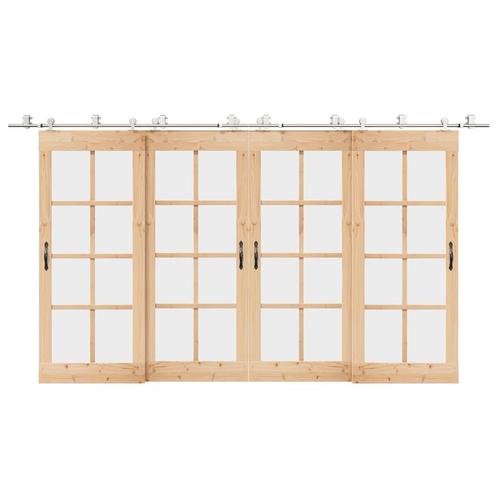 vidaXL Schuifdeur onderdelenset 200 cm roestvrij staal, Doe-het-zelf en Bouw, Hang- en Sluitwerk, Nieuw, Verzenden