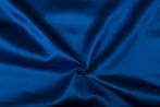 Satijn stof blauw - Glanzende stof 50m op rol, Verzenden