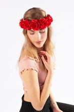 Rozenkrans Rozen Rood Bloemenkrans Haar Bloemen Haarband Ela, Kleding | Dames, Carnavalskleding en Feestkleding, Nieuw, Ophalen of Verzenden