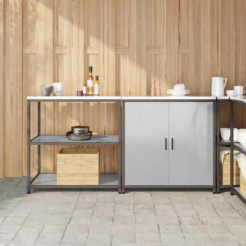 vidaXL Keukenopbergsysteem met plank 2 pcs Zilver 180 x 50 x, Huis en Inrichting, Kasten | Overige, Nieuw, Verzenden