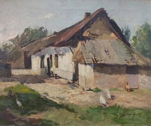 Ernest Betigny (1873-1960) - Chickens at the farm, Antiquités & Art, Art | Peinture | Classique