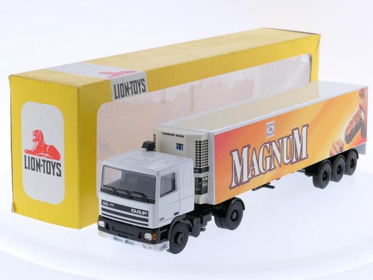 Schaal 1:50 Lion-toys No. DAF 95 400ATi trekker met koelt..., Hobby en Vrije tijd, Modelauto's | 1:50, Gebruikt, Ophalen of Verzenden