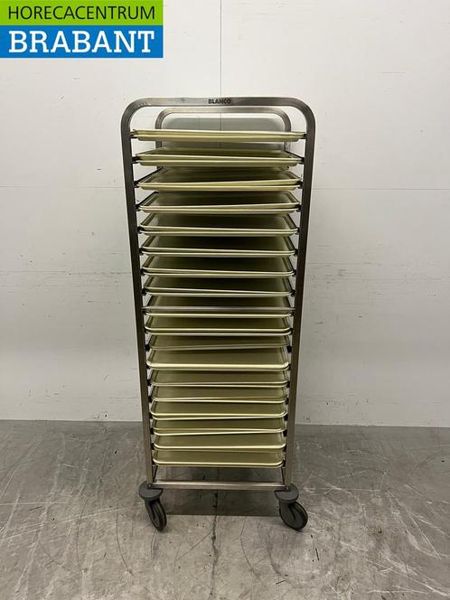 RVS Blanco Regaalwagen 2/1 GN met Cambro Camtrays 1/1 GN, Zakelijke goederen, Horeca | Meubilair en Inrichting, Ophalen of Verzenden