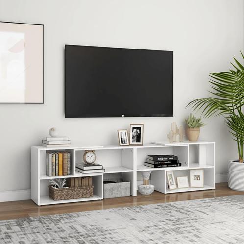 vidaXL Tv-meubel 149x30x52 cm bewerkt hout wit, Maison & Meubles, Armoires | Mobilier de télévision, Envoi