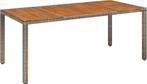 vidaXL Tuintafel met houten blad 190x90x75 cm poly rattan, Verzenden, Nieuw