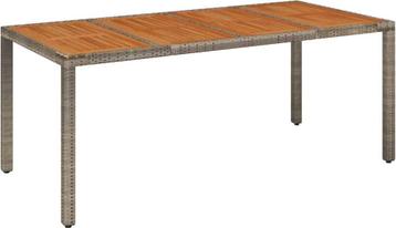 vidaXL Tuintafel met houten blad 190x90x75 cm poly rattan beschikbaar voor biedingen