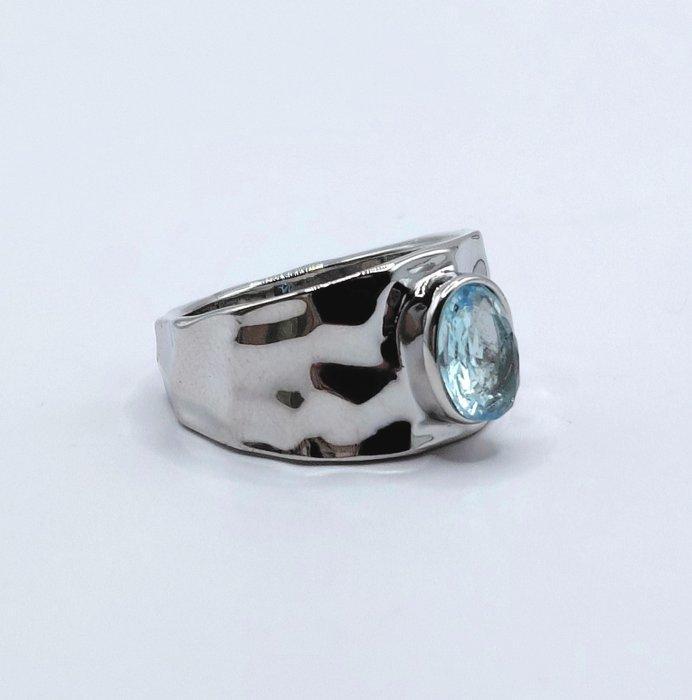 Zonder minimumprijs - Ring Zilver Aquamarijn, Bijoux, Sacs & Beauté, Bagues