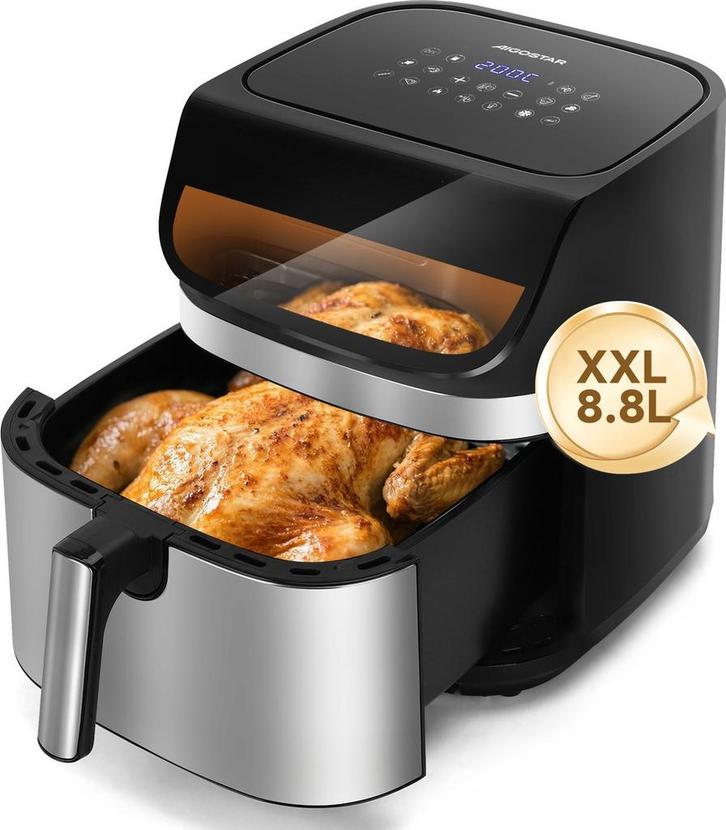 Airfryer XXL - heteluchtfriteuse - 8,8L - 2200W - Zwart, Elektronische apparatuur, Airfryers, Nieuw, Verzenden