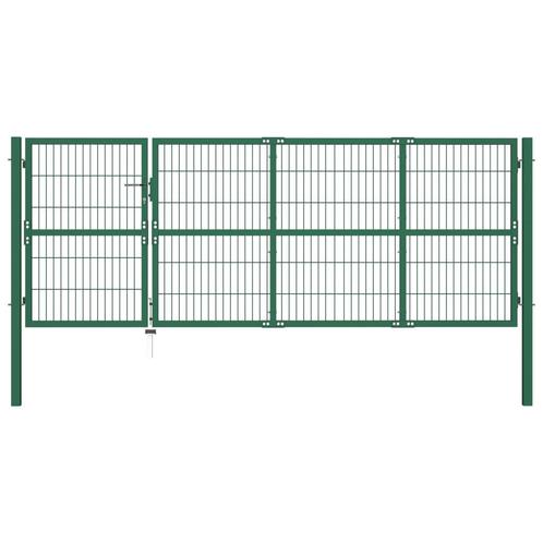 Poort met palen 350x120 cm staal groen, Jardin & Terrasse, Portes de jardin, Envoi