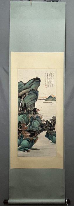 INK AND COLOR ON PAPER PAINTING LANDSCAPE -, Antiek en Kunst, Antiek | Overige Antiek