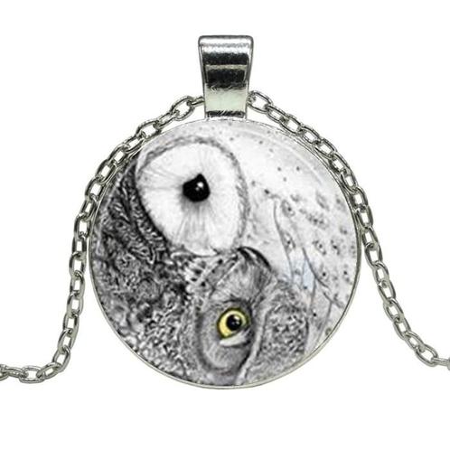 Fako Bijoux® - Ketting - Cabochon - Yin Yang - Uilen, Handtassen en Accessoires, Kettingen, Verzenden