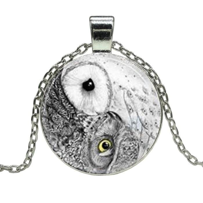 Fako Bijoux - Ketting - Cabochon - Yin Yang - Uilen, Handtassen en Accessoires, Kettingen, Verzenden