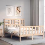vidaXL Bedframe met hoofdbord massief hout 120x200 cm, Huis en Inrichting, Slaapkamer | Bedden, Verzenden, Nieuw