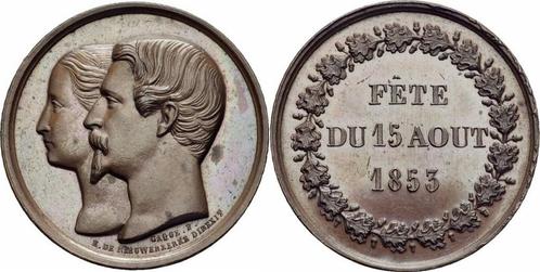 Frankreich Napoleon Iii Bronze Medaille 1853 Caque Eugeni..., Postzegels en Munten, Penningen en Medailles, Verzenden
