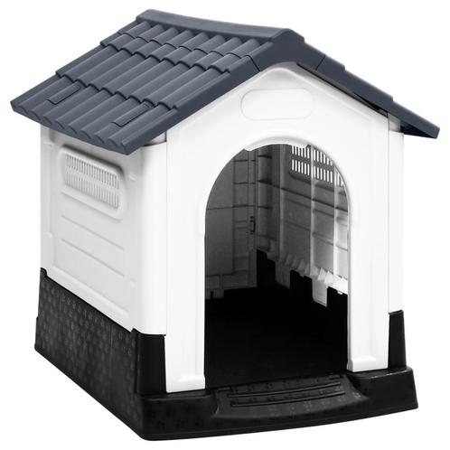vidaXL Hondenhok 57x68x66 cm polypropeen grijs, Dieren en Toebehoren, Hondenhokken, Nieuw, Verzenden